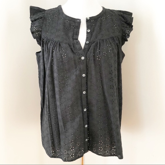 madewell ruffle sleeve bib top